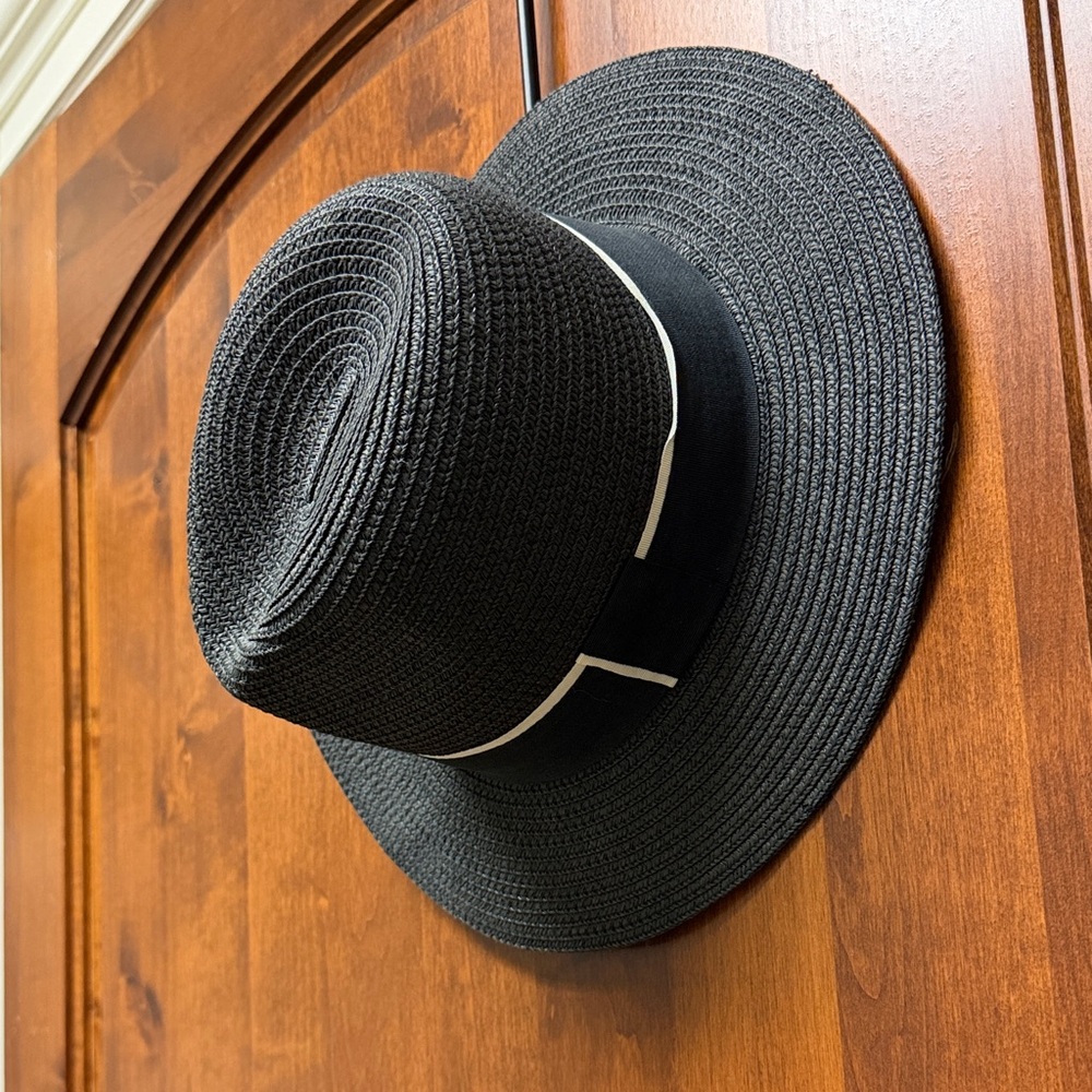 Michael Stars Black Woven Hat with White Trim
